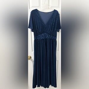 Simplee Elegant Velvet Formal Evening Dress in Navy Blue Women’s Size 1XL